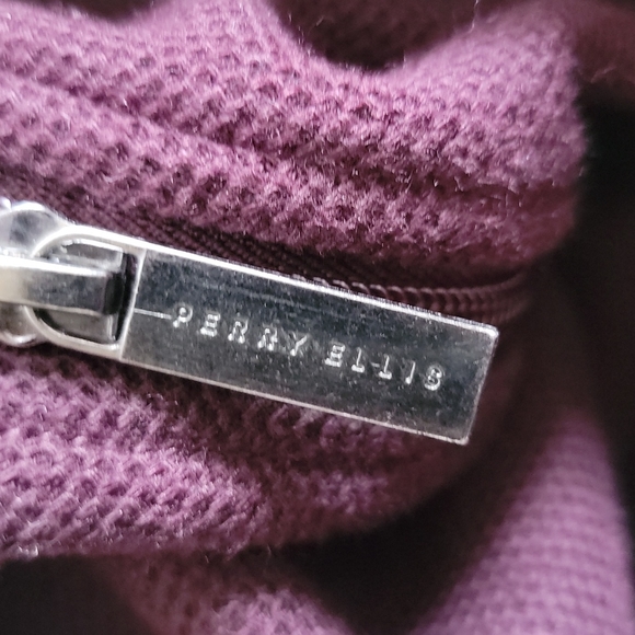 Burgundy Perry Ellis Men's Zip-Up Sweater - Picture 5 of 7